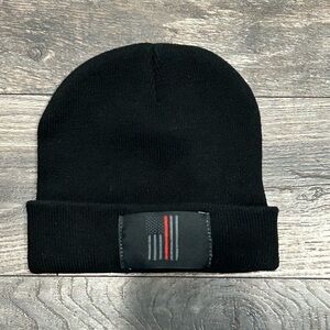 Thin Red Line Black Beanie